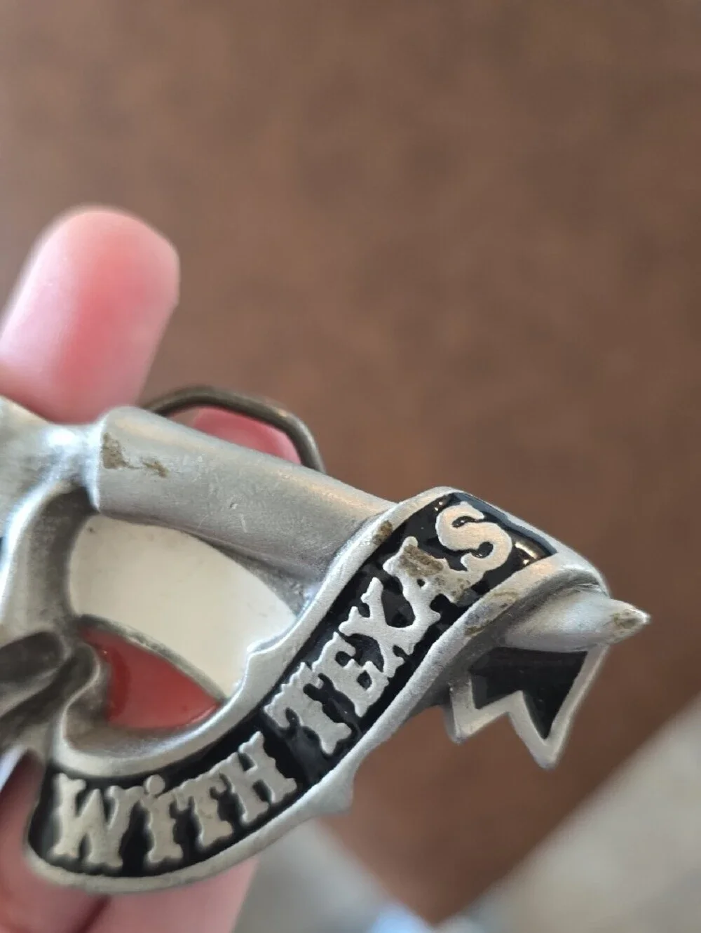Dont Mess With Texas Belt Buckle Longhorn Skull Heavy Pewter Vintage 4498 Solid